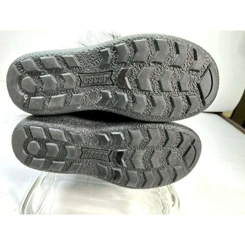 Oscar Sport Boots Black Apres Goat Hair Pom Pom Embroidery Snow‎ Bunny